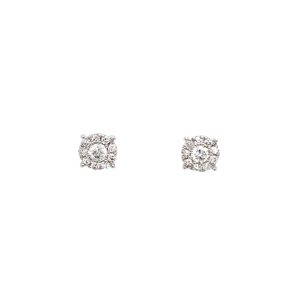 14K Halo Diamond Studs