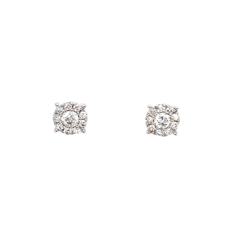 14K Halo Diamond Studs