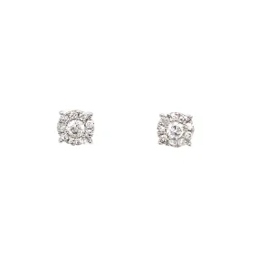 14K Halo Diamond Studs