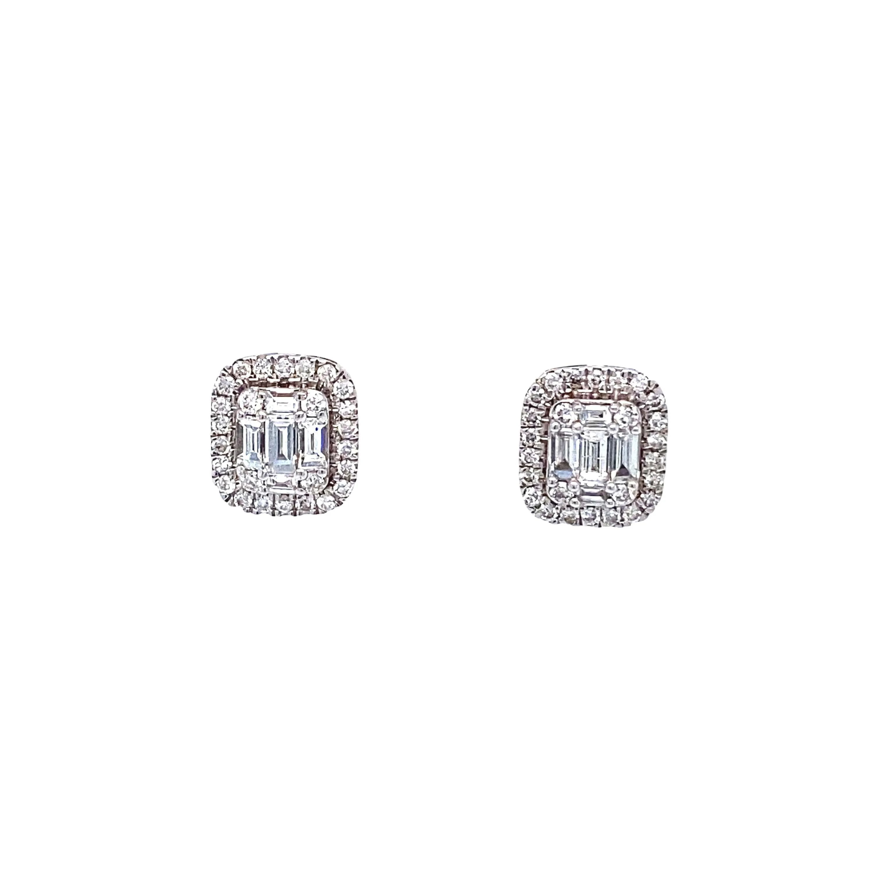 14K Rectangle Diamond Studs