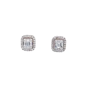 14K Rectangle Diamond Studs