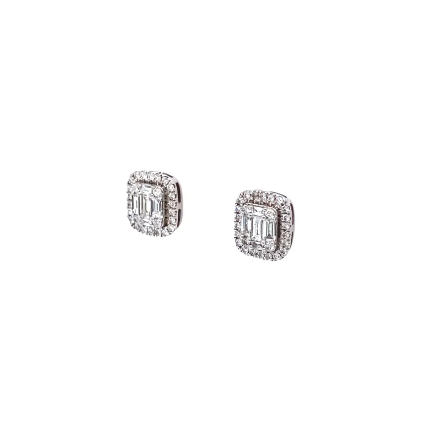 14K Rectangle Diamond Studs