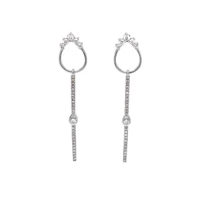 14k White Gold Linear Drop Earrings