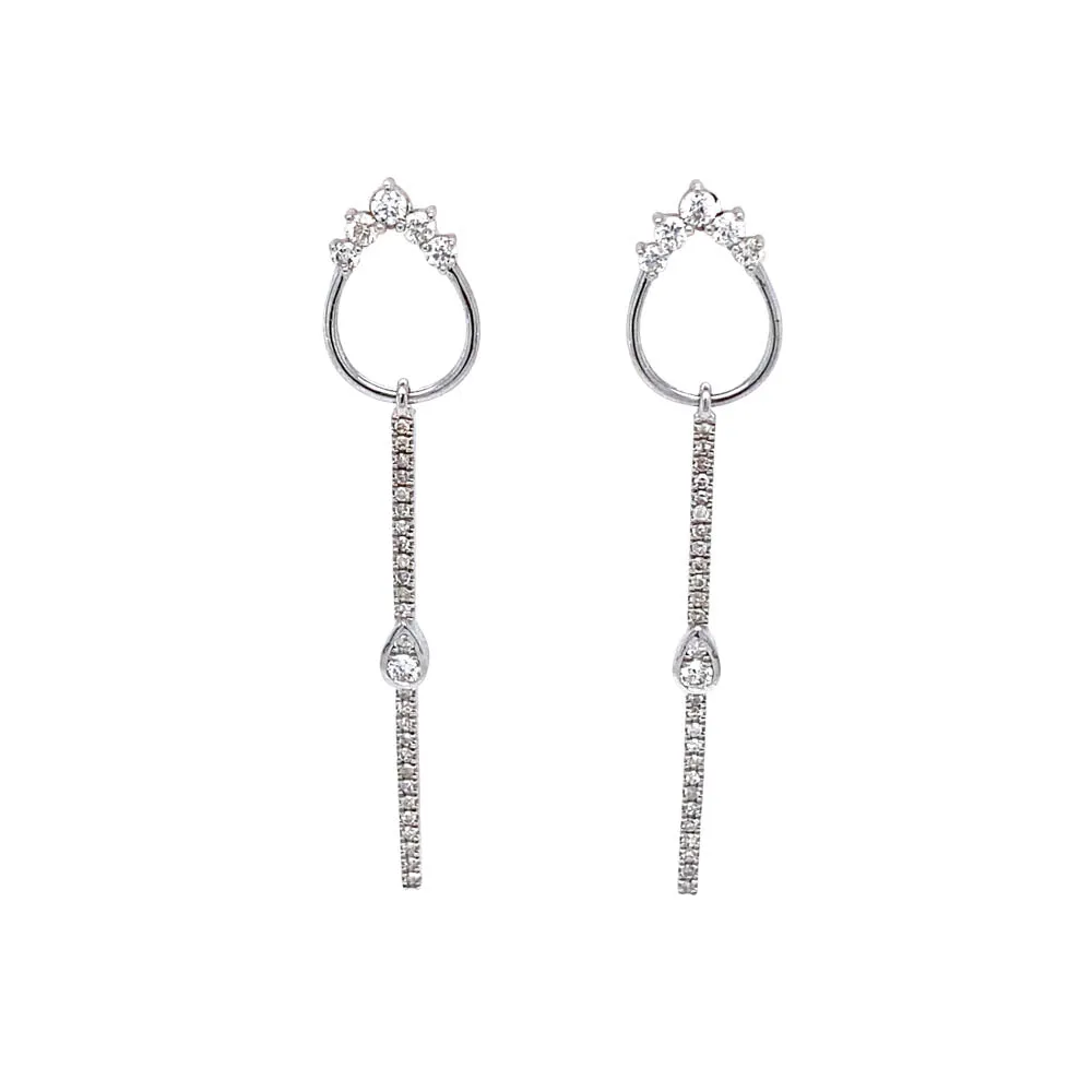 14k White Gold Linear Drop Earrings