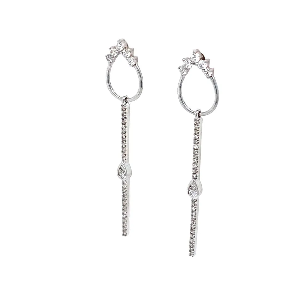 14k White Gold Linear Drop Earrings