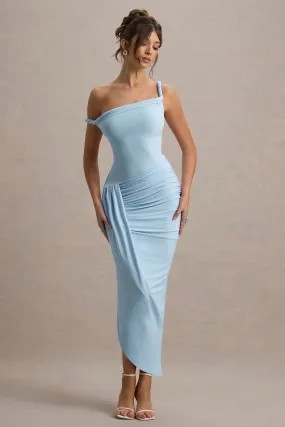 Angelique | Powder Blue Twisted Asymmetric Maxi Dress