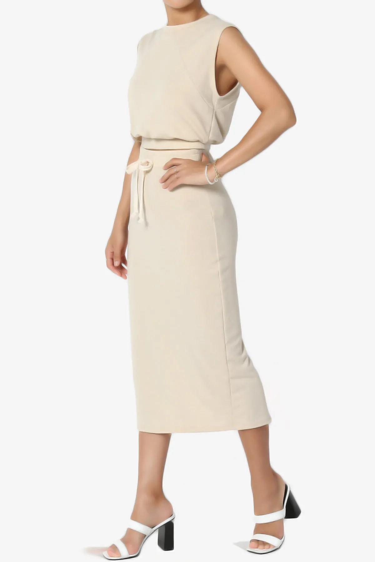 Discreet Crop Tank Top & Midi Skirt SET