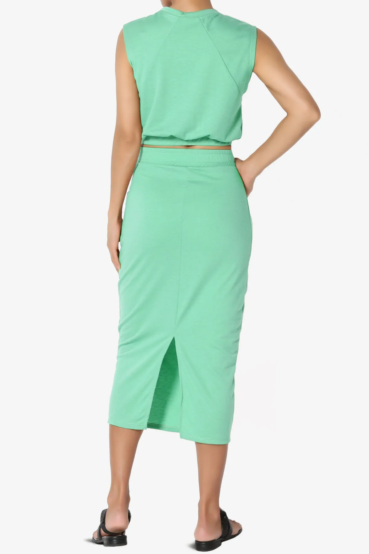 Discreet Crop Tank Top & Midi Skirt SET
