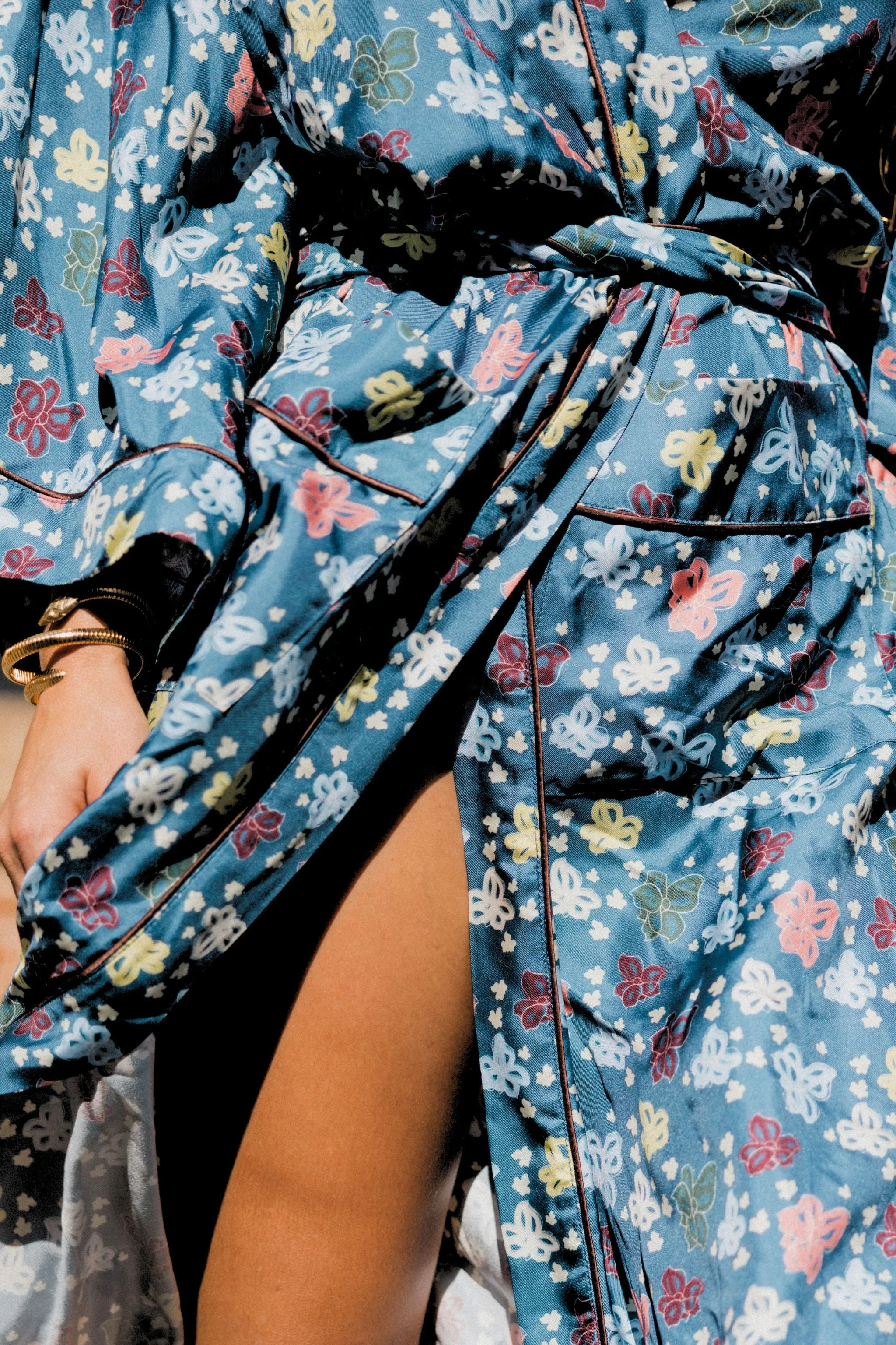 Greta Silk Robe Petrol Floral