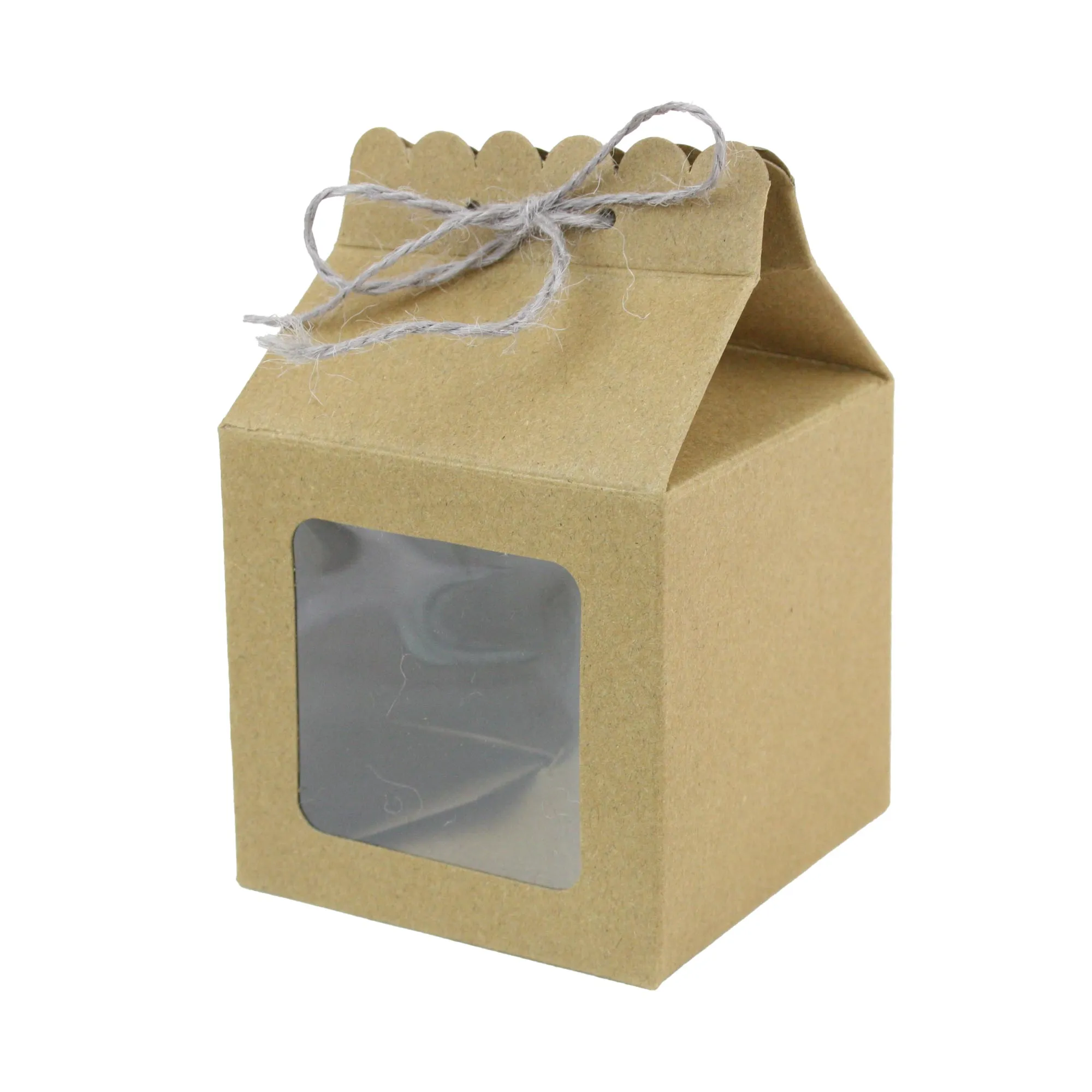 Kraft Gift Box with Clear Window and Twine Closure Pack of 3