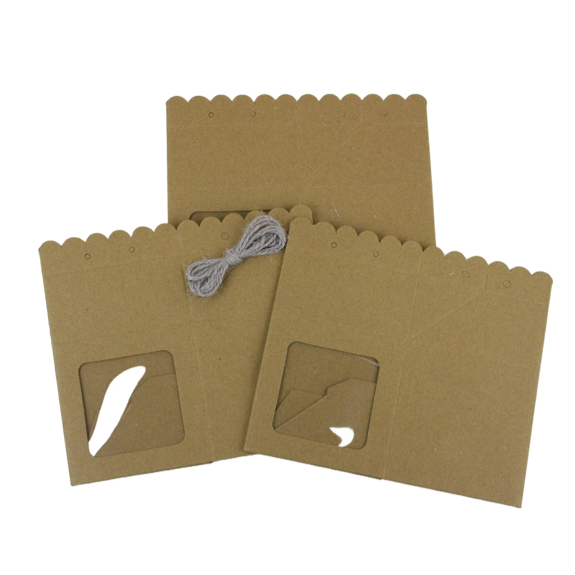 Kraft Gift Box with Clear Window and Twine Closure Pack of 3