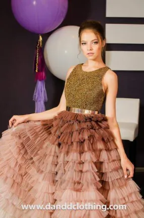 Luxury Evening Dress Light Brown Shades