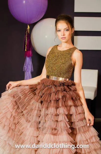 Luxury Evening Dress Light Brown Shades