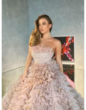 Luxury Evening Dress Pink and Gold