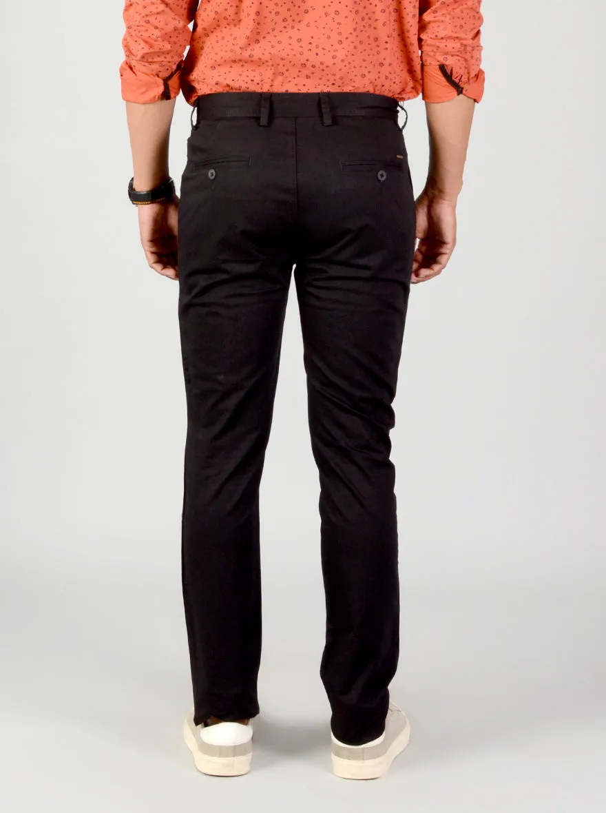 Navy Blue Solid Slim Fit Casual Trouser | Greenfibre