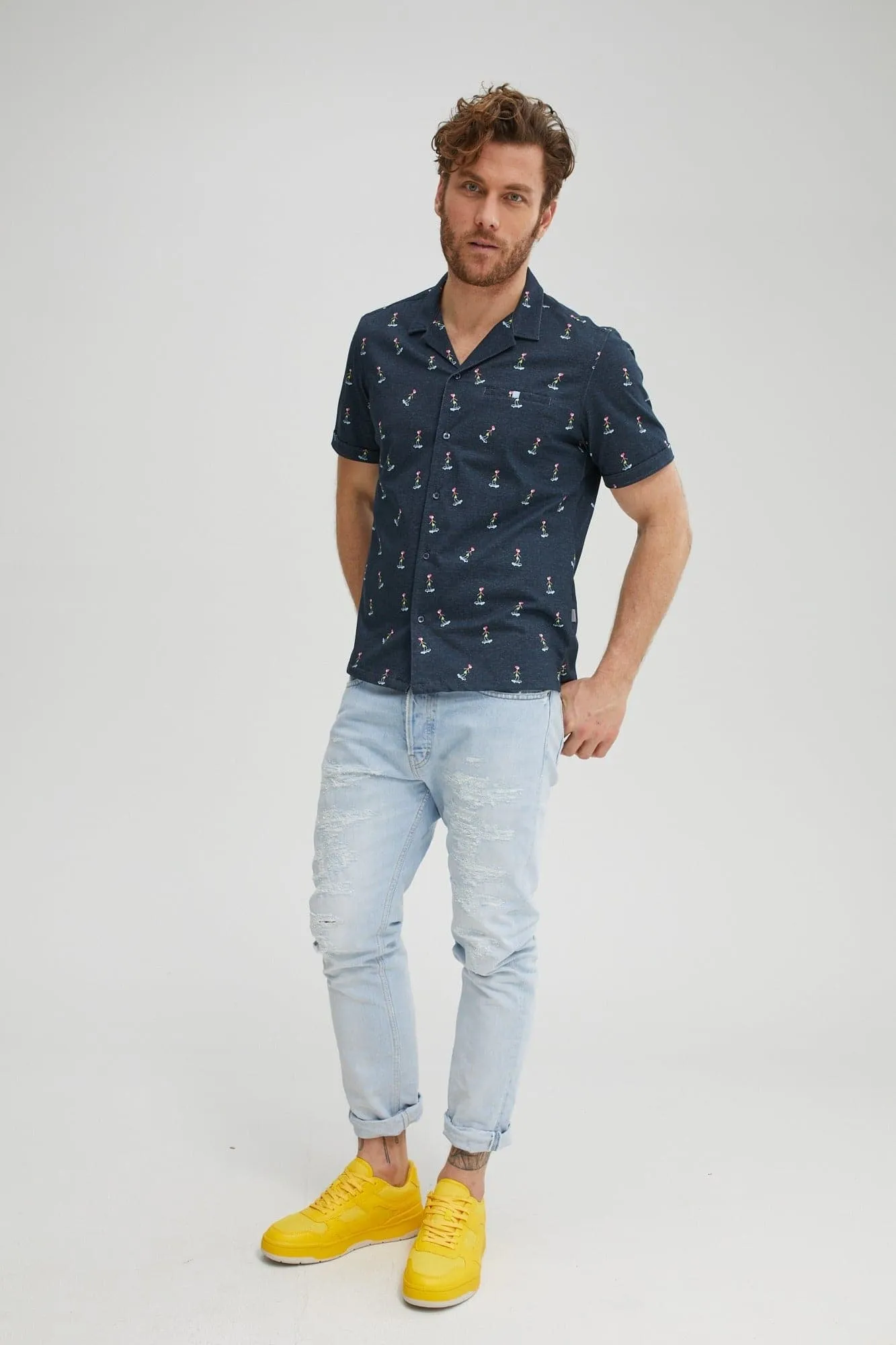 Navy Hula Girl T-Series DryTouch Resort Collar Shirt