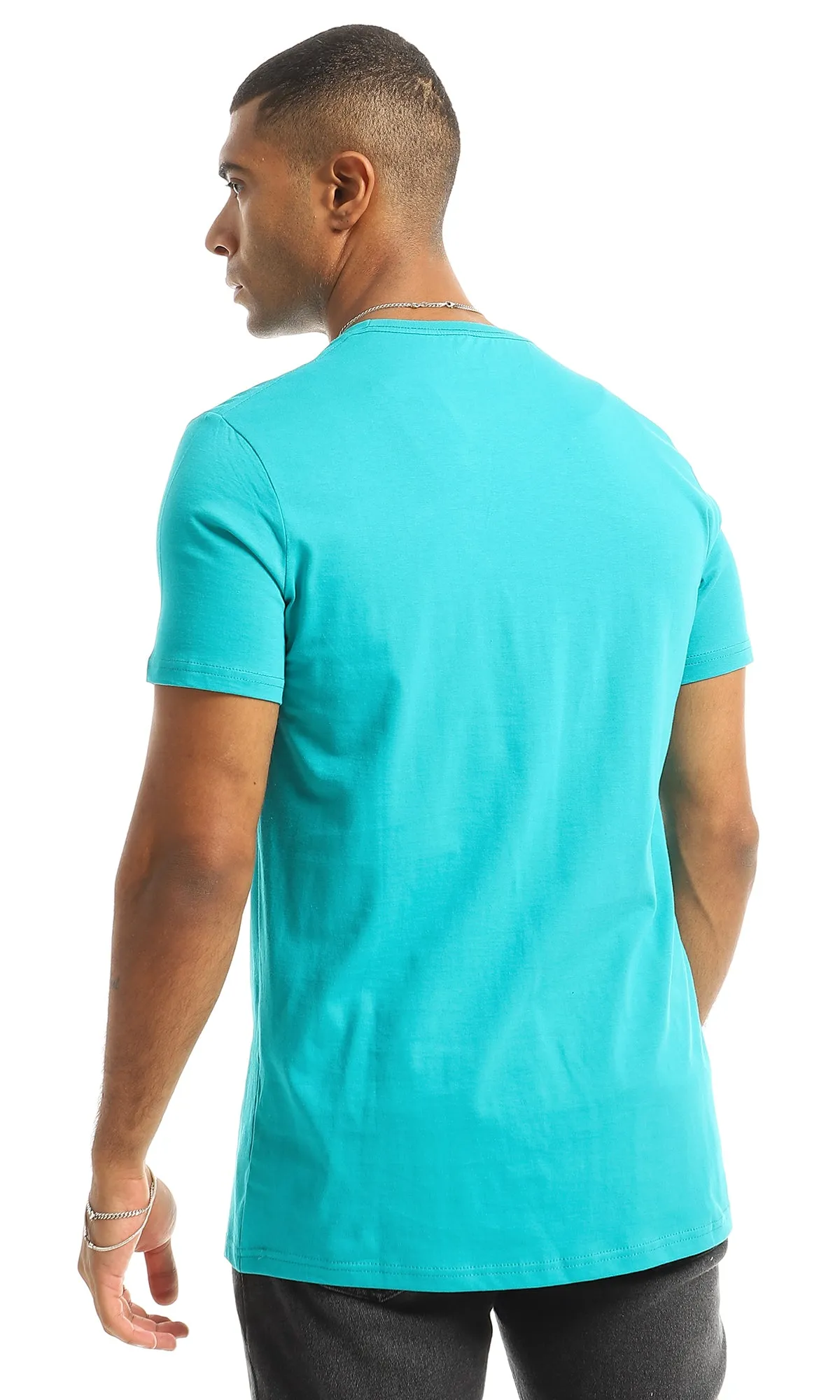 O154997 Chest Printed "Hustle" Dark Turquoise Tee