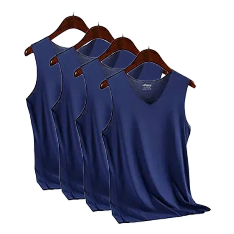 Quick-Dry Seamless V-Neck Wide-Shoulder Vest 4-Piece Set