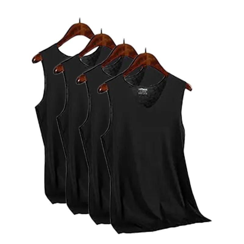 Quick-Dry Seamless V-Neck Wide-Shoulder Vest 4-Piece Set
