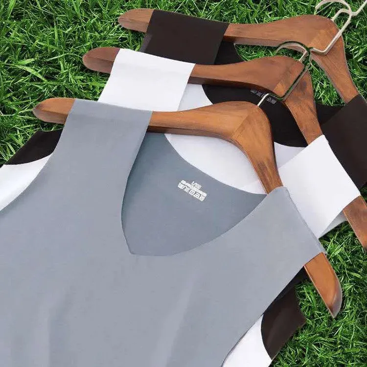 Quick-Dry Seamless V-Neck Wide-Shoulder Vest 4-Piece Set