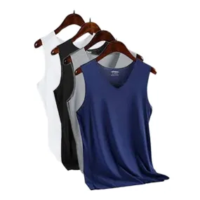 Quick-Dry Seamless V-Neck Wide-Shoulder Vest 4-Piece Set