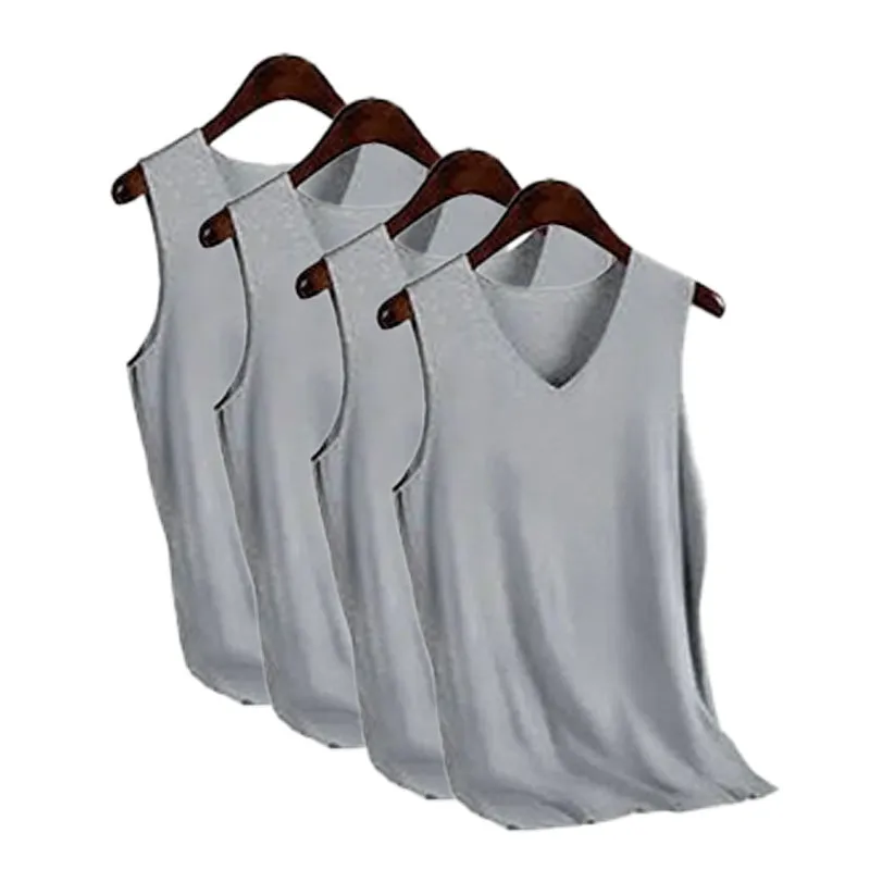 Quick-Dry Seamless V-Neck Wide-Shoulder Vest 4-Piece Set