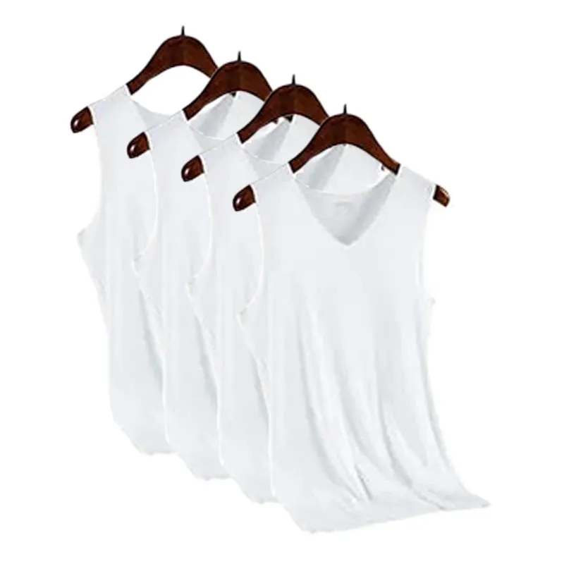 Quick-Dry Seamless V-Neck Wide-Shoulder Vest 4-Piece Set