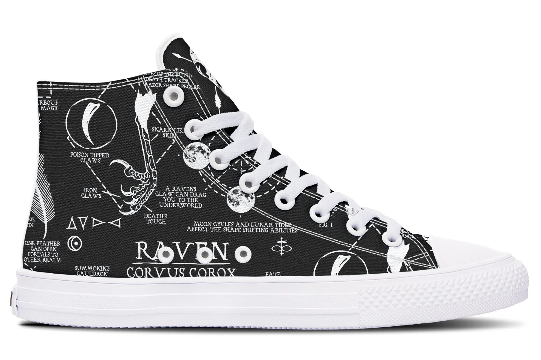 Raven Study High Tops - Classic Premium Canvas Shoes with Comfortable and Durable Soles