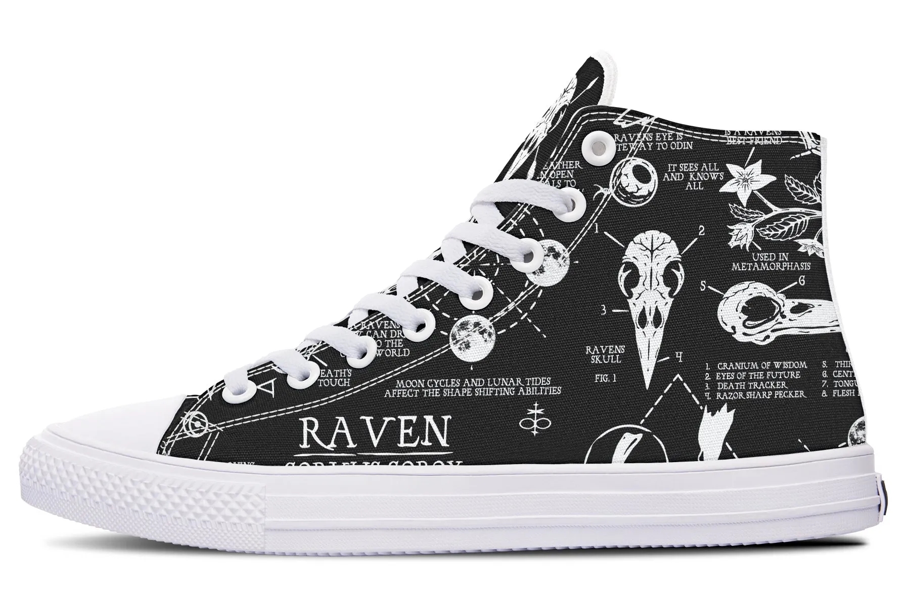 Raven Study High Tops - Classic Premium Canvas Shoes with Comfortable and Durable Soles