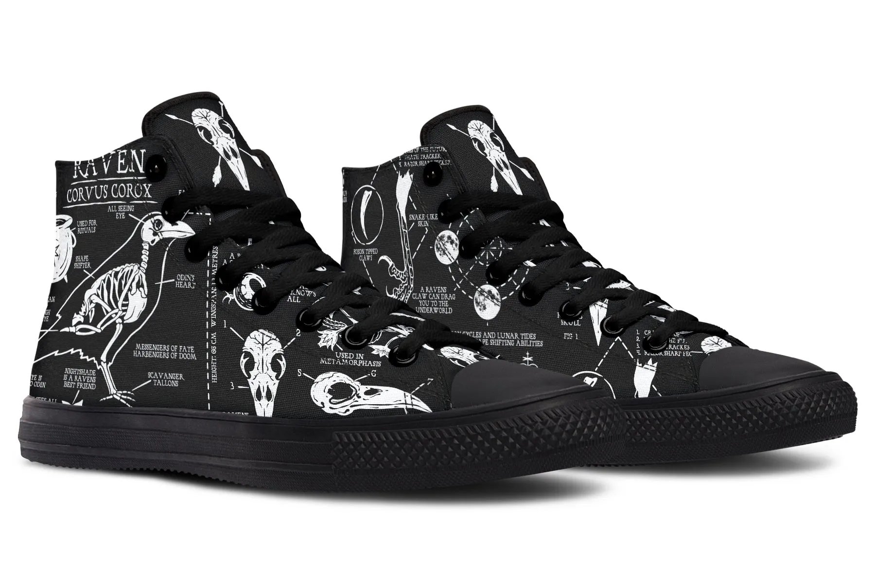 Raven Study High Tops - Classic Premium Canvas Shoes with Comfortable and Durable Soles