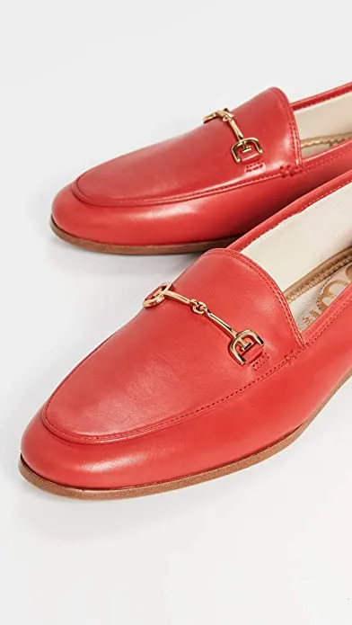 Sam Edelman Loraine Bright Red Classic Almond Pointed Open Toe Slip On Loafer