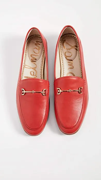 Sam Edelman Loraine Bright Red Classic Almond Pointed Open Toe Slip On Loafer