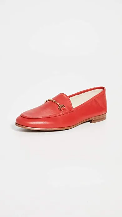 Sam Edelman Loraine Bright Red Classic Almond Pointed Open Toe Slip On Loafer
