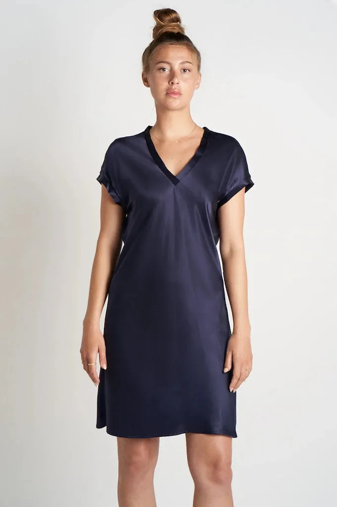 Satin Silk Relaxed Shirt Dress