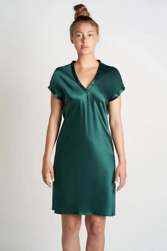 Satin Silk Relaxed Shirt Dress