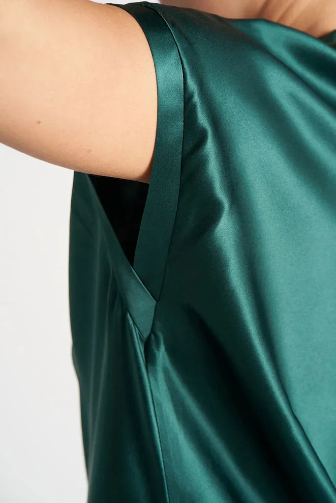 Satin Silk Relaxed Shirt Dress
