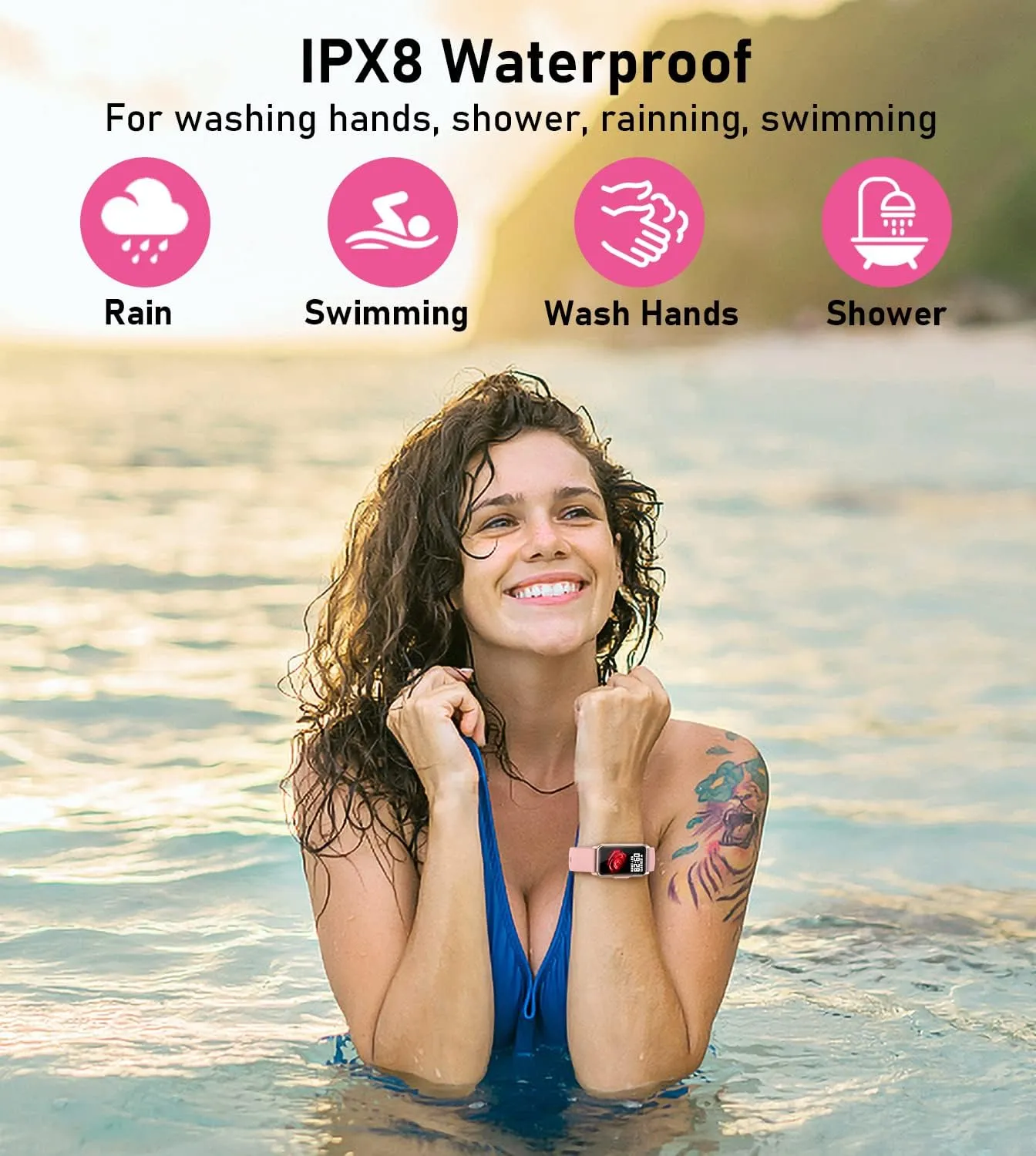 Smart Watch Health Fitness Tracker with 24/7 Heart Rate, Blood Oxygen Blood Pressure Sleep Monitor, 115 Sports Modes, Step Calorie Counter Pedometer IP68 Waterproof for Android and iPhone Women Men