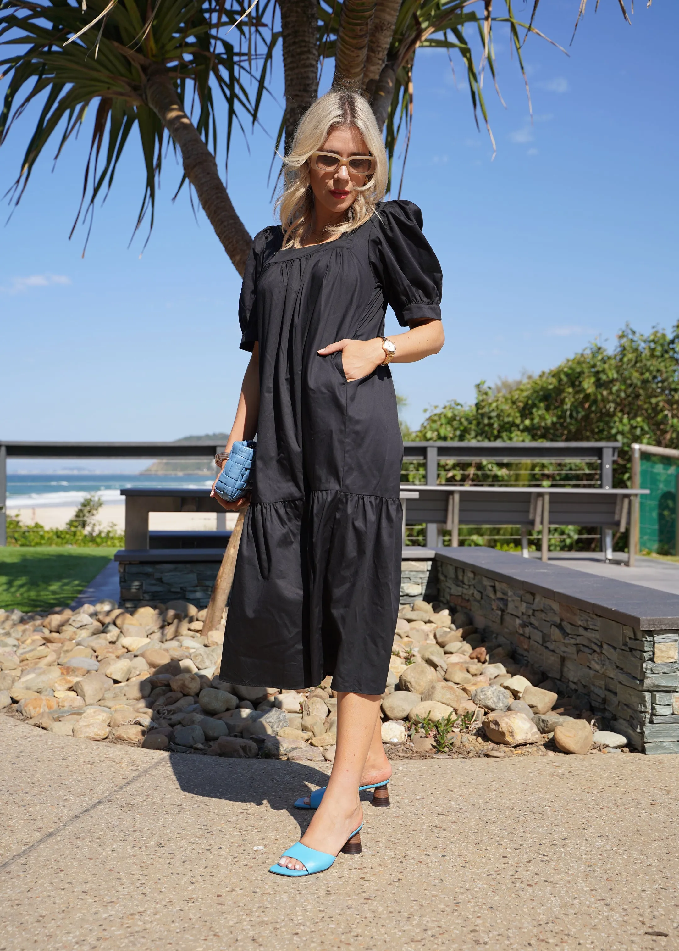 Square Neck Maxi Dress - Black