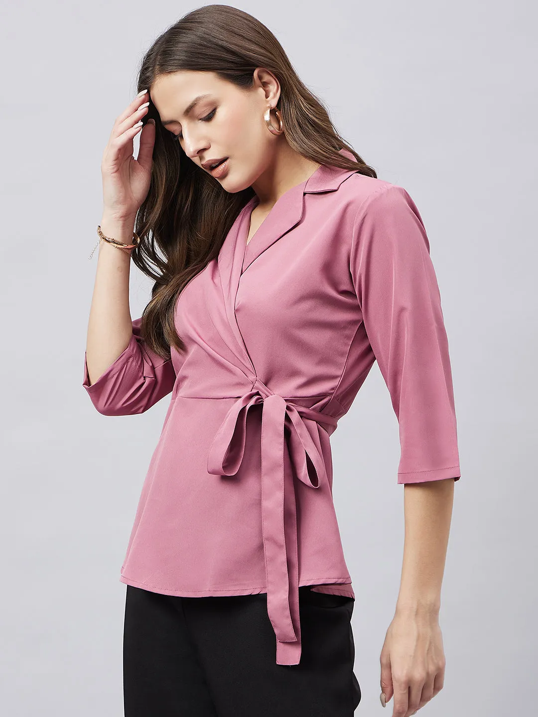 Style Quotient Women Solid Overlap Top