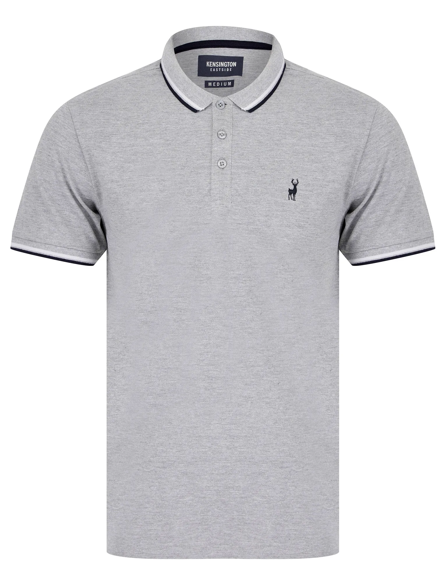Underwood Cotton Pique Polo Shirt in Light Grey Marl - Kensington Eastside